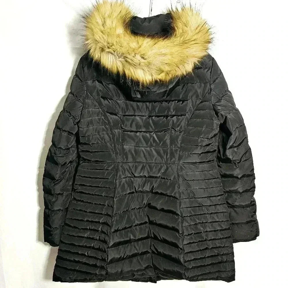 Jones New York Womens Black Down Puffer Quilted Hooded Coat Size Large - Picture 3 of 14